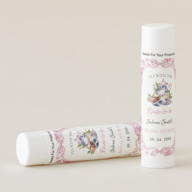 Pink Wildflower Tea Party Bridal Shower party Lip Balm (Front)