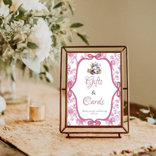 Pink Wildflower Tea  Party Gifts & Card Sign (Creator Uploaded)