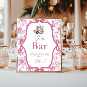 Pink Wildflower Tea Party  Mimosa Bar  Sign