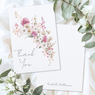 Pink Wildflower Thank You Card