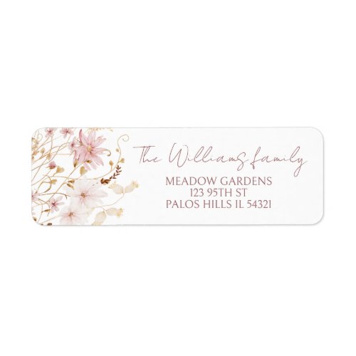 Pink wildflower Tiny flowers Return Address Label