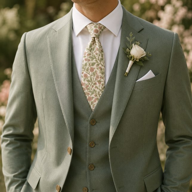 Pink Wildflower Vine Pattern Neck Tie (Creator Uploaded)