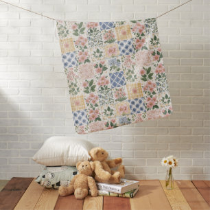 Pink Wildflower Watercolor Floral Baby Blanket