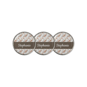 Pink Wildflower Watercolor Monogram Name Golf Ball Marker