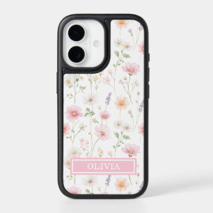 Pink Wildflower Watercolor Monogrammed iPhone 17 Case