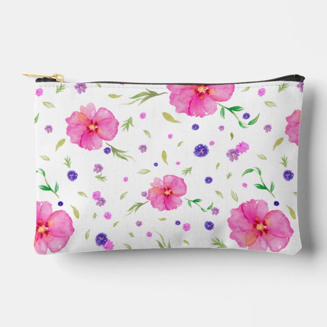 Pink Wildflower Watercolor Pouch Gift for Mom (Front)