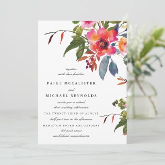 Pink Wildflower Wedding Invitation | Zazzle