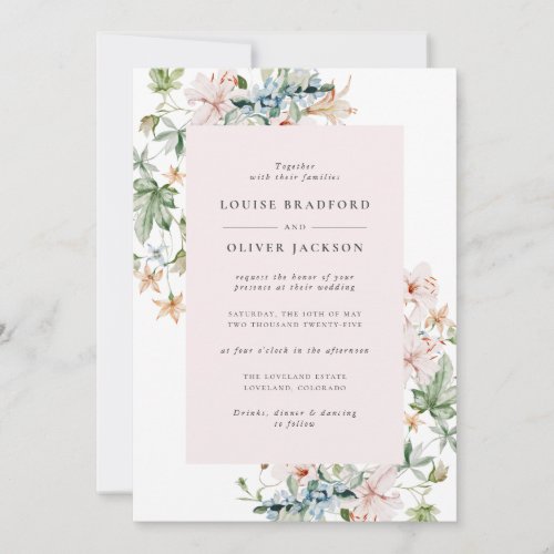 Pink Wildflower Wedding Invitation