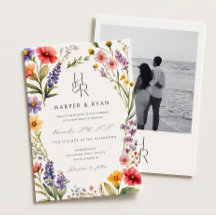 Pink Wildflower Wedding Invitation Suite,Garden We
