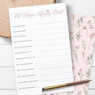 Pink Wildflower Who knows Mommy best shower Game