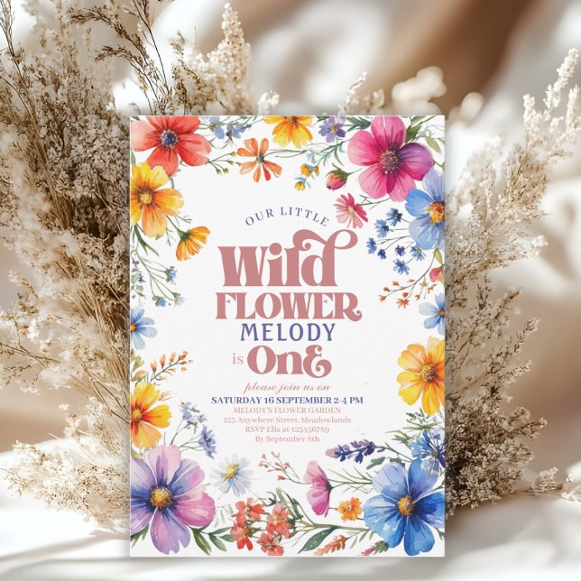 Pink Wildflower Wild One 1st birthday Invitation (Creator Uploaded)