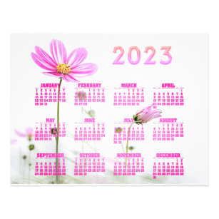 Pink Wildflowers 2023 Calendar Flyer