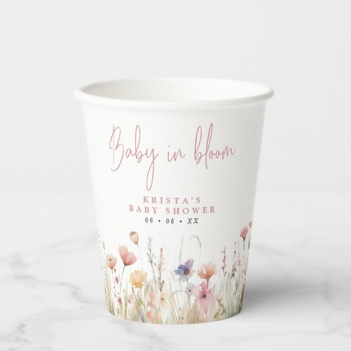 Pink Wildflowers Baby In Bloom Baby Shower Paper Cups