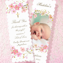 pink wildflowers Baptism thank you  Bookmarks