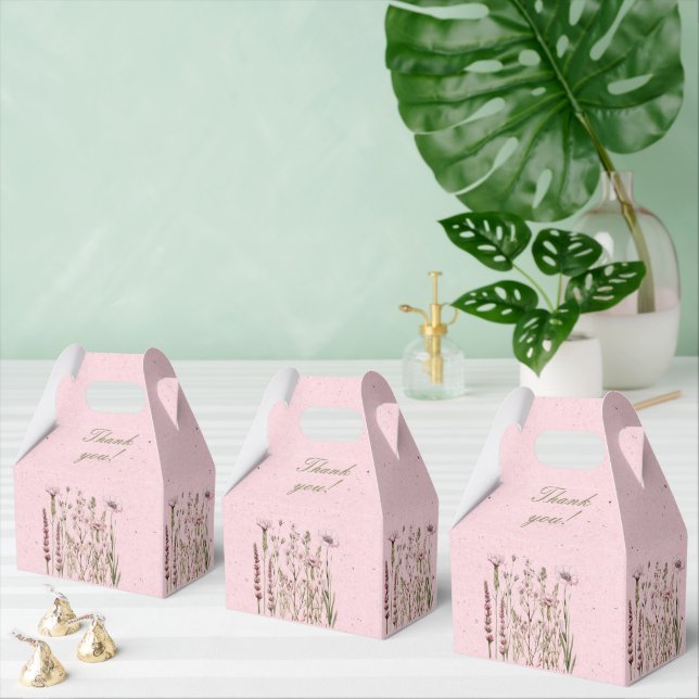 Pink Wildflowers Border On a Pink Background Favor Boxes (Multiple)