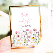 Pink Wildflowers Cards and Gifts Baby Shower Sign