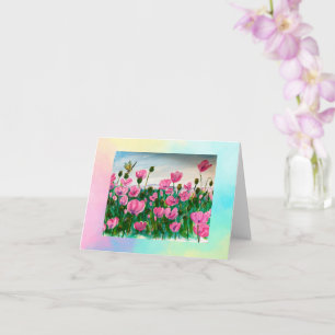 Pink Wildflowers Folded Greeting Card