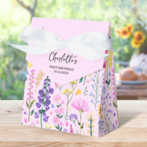 Pink Wildflowers Garden Party First Birthday Favor Boxes