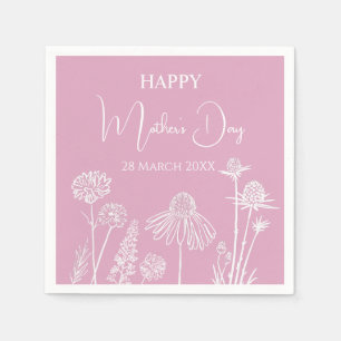 Pink Wildflowers Happy Mother’s Day Napkins