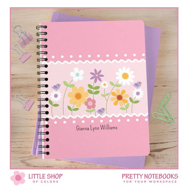 Pink Wildflowers Monogrammed Notebook (Creator Uploaded)