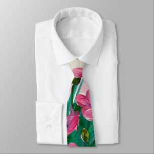 Pink Wildflowers Neck Tie