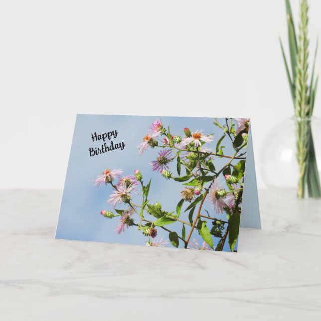 Pink Wildflowers Personalize This Birthday Card (Front)