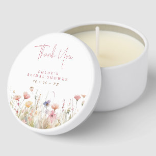Pink Wildflowers Thank You Bridal Shower Mini Candle Favors