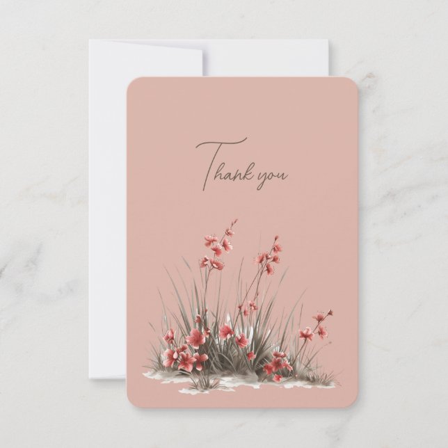 Pink Wildflowers Thank You Wedding Gift  (Front)