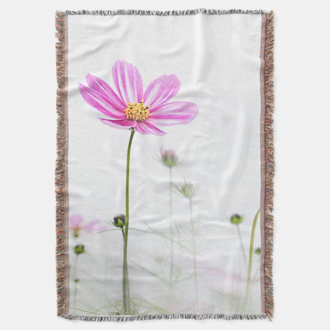 Pink Wildflowers Throw Blanket (Front Vertical)