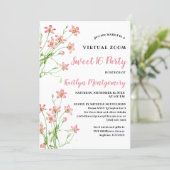 Pink Wildflowers Virtual Sweet 16 Birthday Party Invitation (Standing Front)