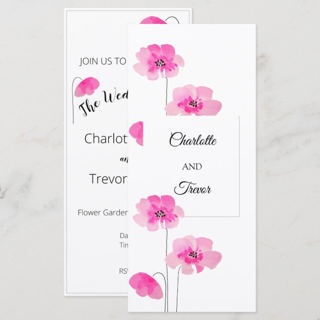 Pink Wildflowers Watercolor Art Card (Front/Back)