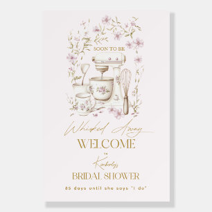 Pink Wildflowers Whisked Away Welcome Sign