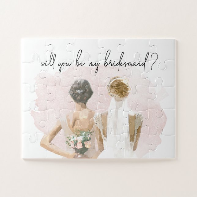 Pink Will You Be My Bridesmaid Proposal Jigsaw Puzzle (Horizontal)