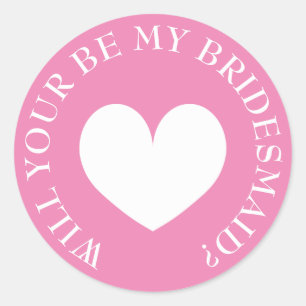 Pink Will you be my bridesmaid request stickers