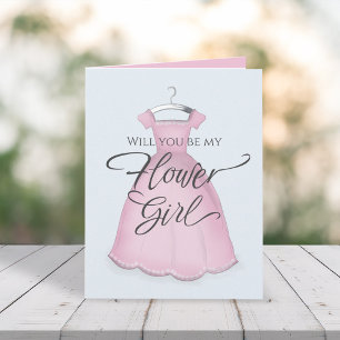 Pink Will you be my Flower Girl Wedding Proposal Card