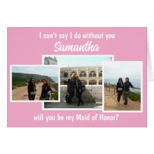 Pink Will you be my Maid of Honor Folded Card