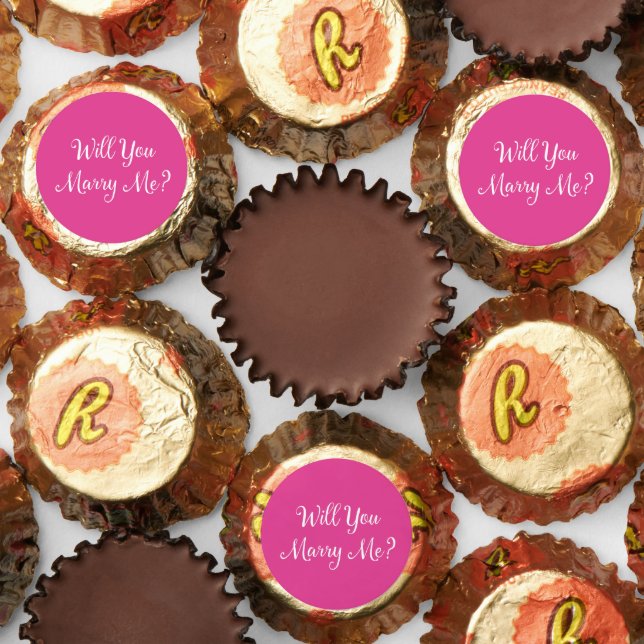 Pink Will You Marry Me? Sweet Marriage Proposal Reese's Peanut Butter Cups (Assorted)