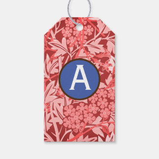 PINK WILLIAM MORRIS GIFT TAGS CUSTOM INITIAL