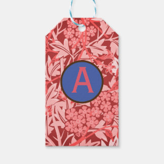 PINK WILLIAM MORRIS GIFT TAGS CUSTOM INITIAL