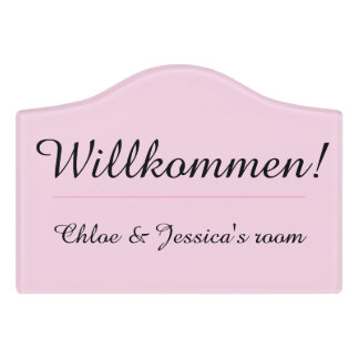 Pink Willkommen "Welcome" College Dorm Room Door Sign