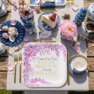Pink willow Rose bridge Tea Time Paper Plates