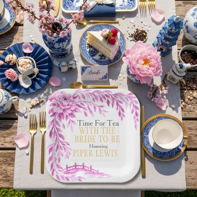 Pink willow Rose bridge Tea Time Paper Plates (Pink willow Rose bridge Tea Time Paper Plates)