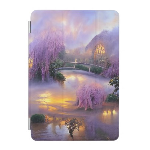  Pink Willow trees at sunset by the pond iPad Mini Cover