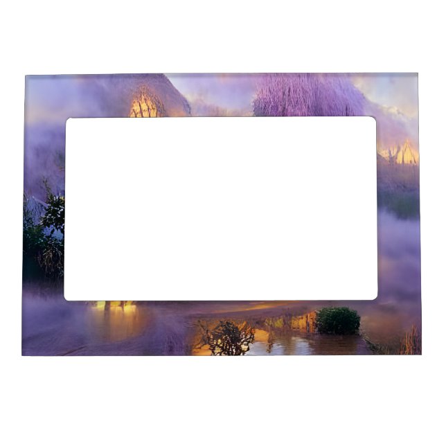  Pink Willow trees at sunset by the pond  Magnetic Frame (Front)