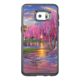Pink Willow trees at sunset by the pond   OtterBox Samsung Galaxy S6 Edge Plus Case