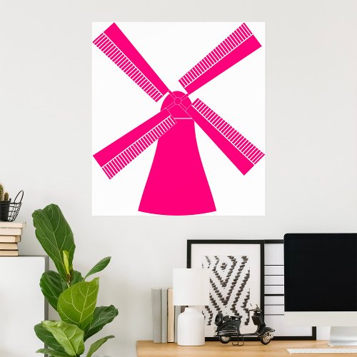 Pink Windmill Poster