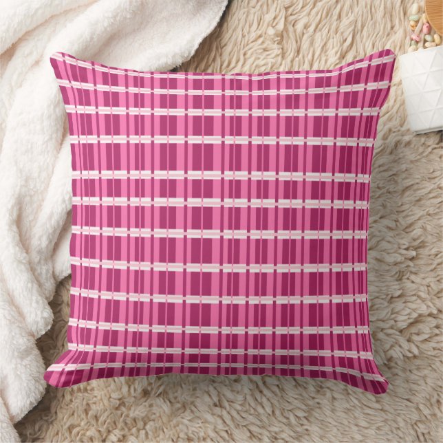 Pink Window Pane Contemporary Print Throw Pillow (Blanket)