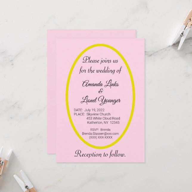 Pink Window Wedding Invitation (Front/Back In Situ)