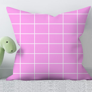 Pink Windowpane Plaid Throw Pillow