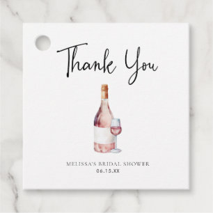 Pink Wine Bridal Shower Thank You Favor Tags